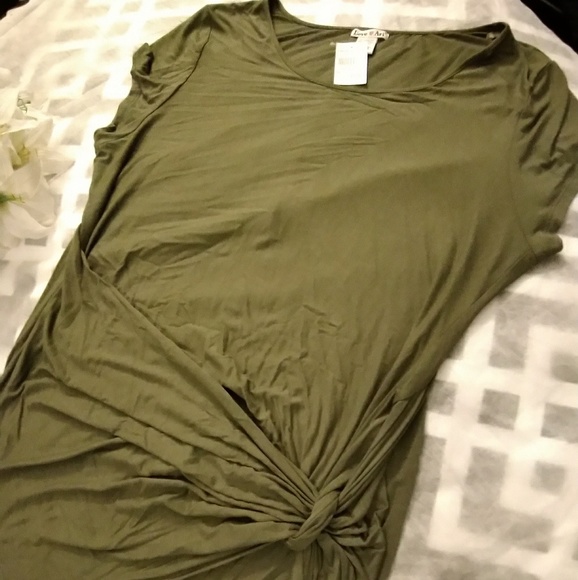 Olive Green Bodycon Knott Front Dress - Picture 2 of 4